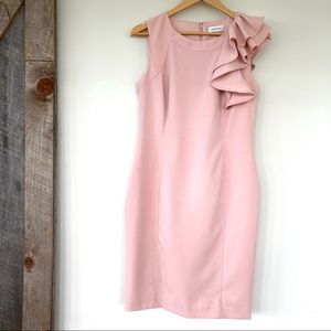 Calvin Klein fitted midi dress with ruffle